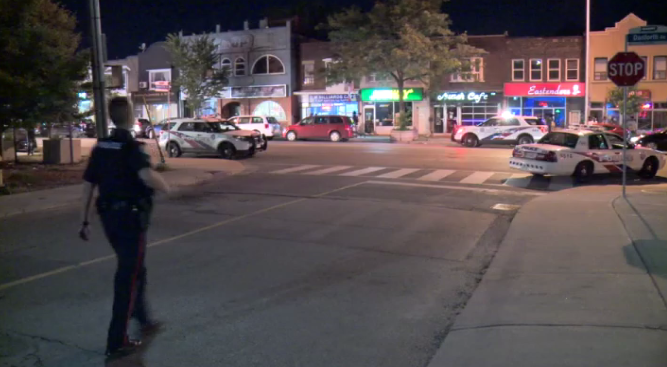 Toronto police on scene of a stabbing on the Danforth overnight.