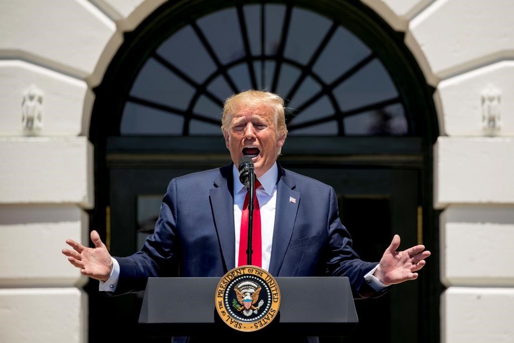 President Donald Trump speaks during a Made in America showcase on the South Lawn of the White House in Washington, Monday, July 15, 2019.