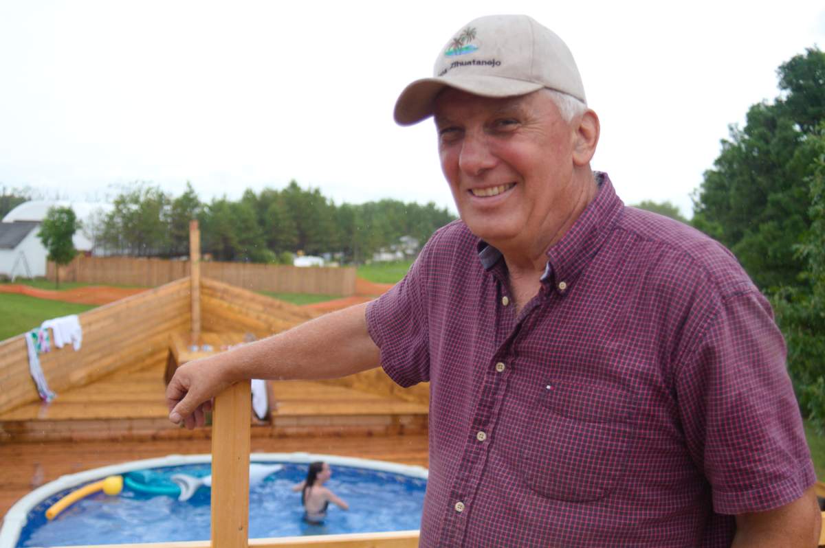 Doug Cook has built a boat around his backyard pool in Winnipeg.