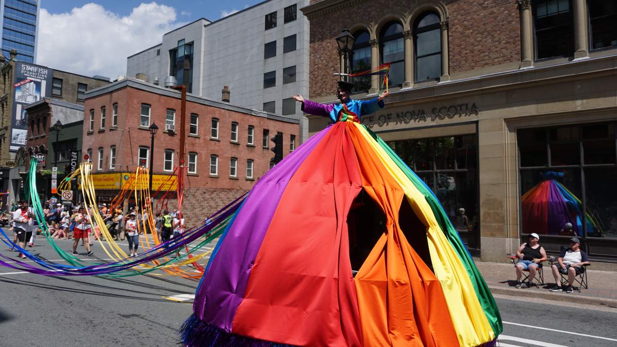 A parade float makes its way down Barrington Street on July 20, 2019.