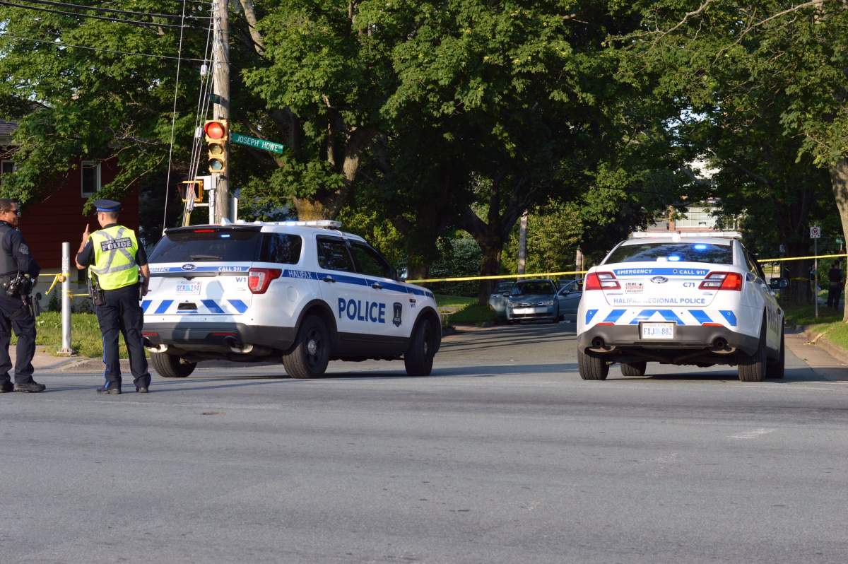 Halifax police secure the scene of a shooting at Scot Street and Joseph Howe Drive on July 26, 2019.