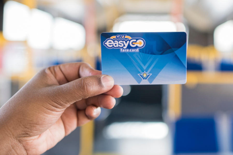 An EasyGo fare card. 