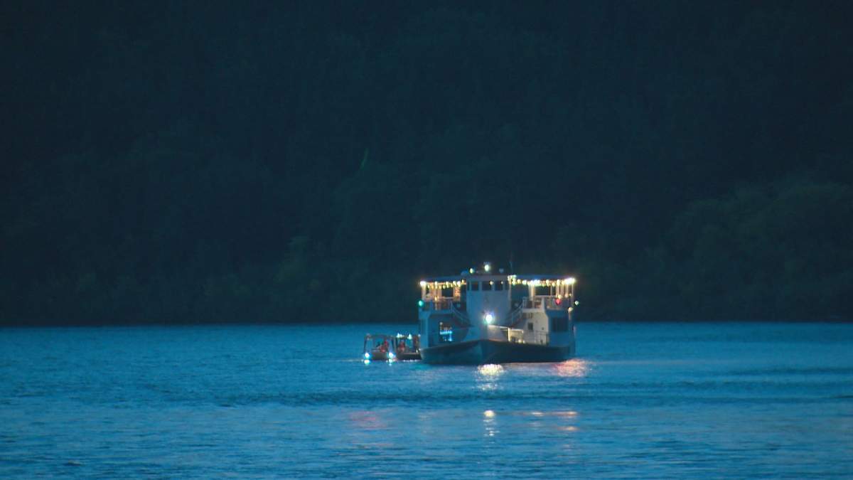 Edmonton Riverboat passengers were rescued by firefighters overnight after the boat was unable to get back to its dock because of the strong current in the North Saskatchewan River on Saturday, July 13, 2019.