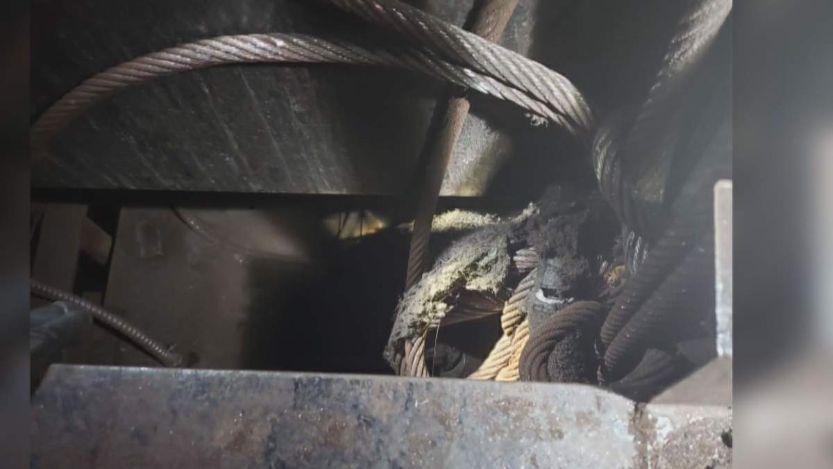 Witness photo of elevator cable at the Calgary Tower.