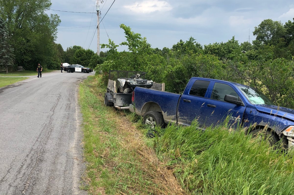 OPP say a person died as a  result of a collision involving a pickup truck and motorcycle.