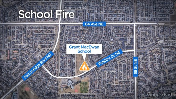 Firefighters were called to Grant MacEwan School on Monday, July 8, 2019 for reports smoke coming from the roof.