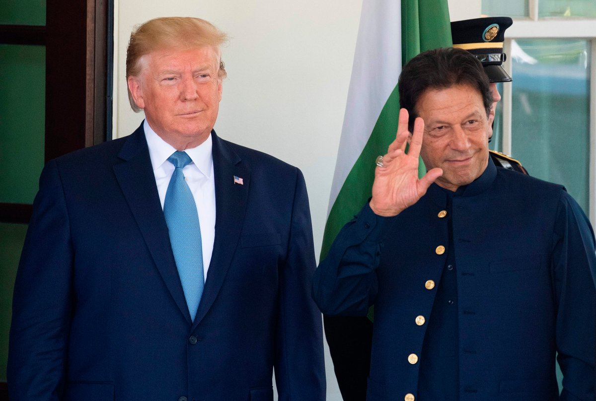US President Donald Trump (L) greets Pakistani Prime Minister Imran Khan at the White House in Washington, DC, on July 22, 2019. 