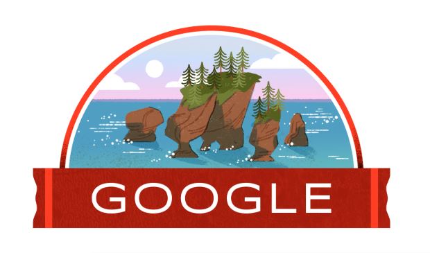 The July 1st Google Doodle shows New Brunswick's Hopewell Rocks.