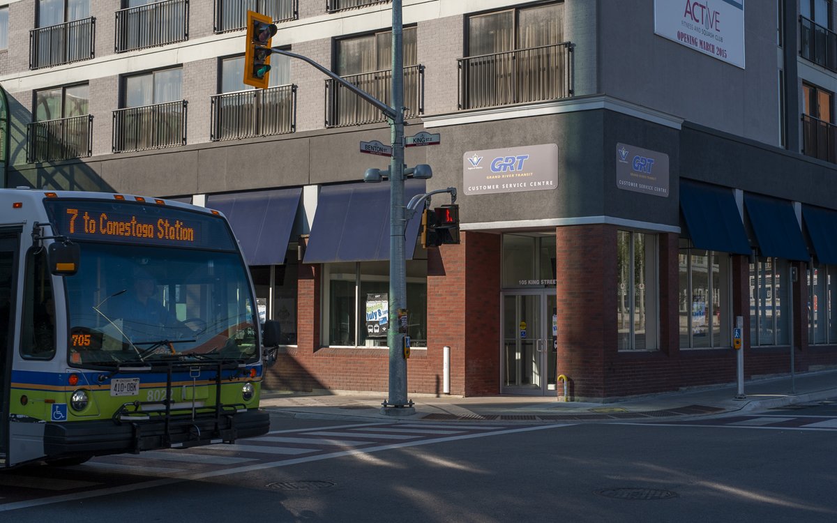 The new Grand River Transit customer service centre opens at the corner of King and Benton streets on Monday.