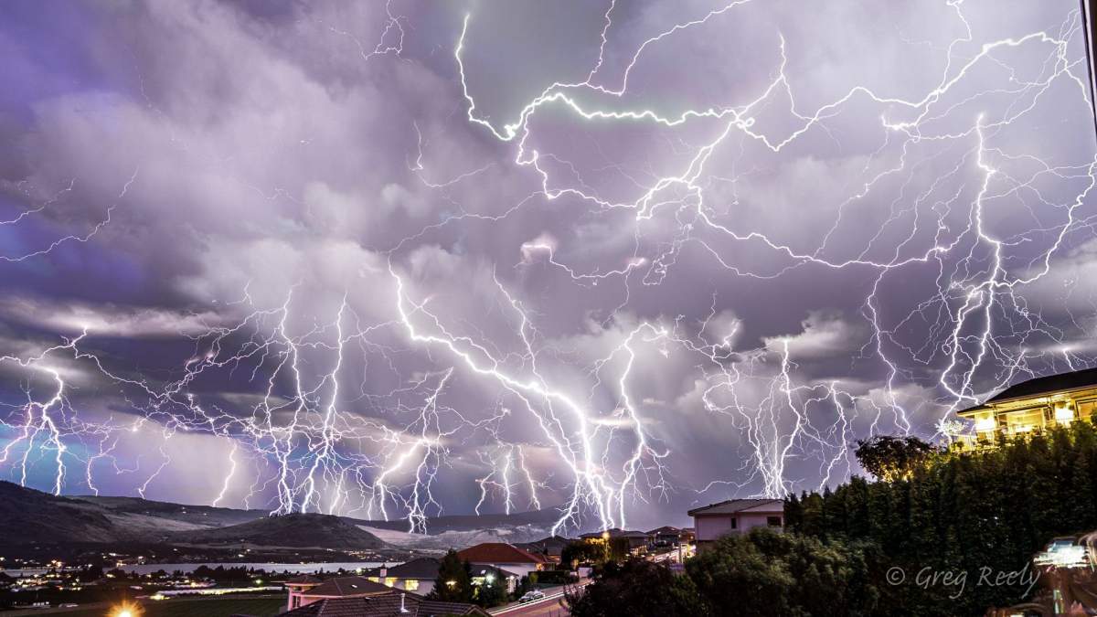 Composite photo of lightning in Osoyoos, B.C. from July 23, 2019.
