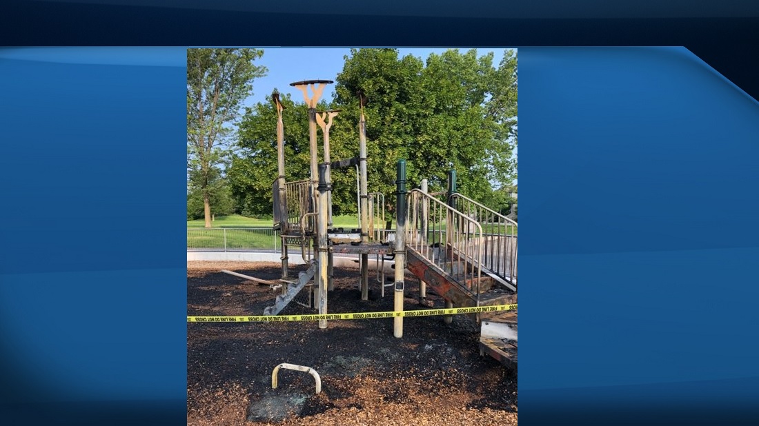Guelph police say a playground structure at Peter Misersky Park was set on fire Monday.