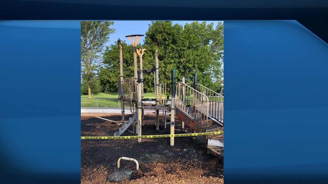 Guelph police say a playground structure at Peter Misersky Park was set on fire Monday.