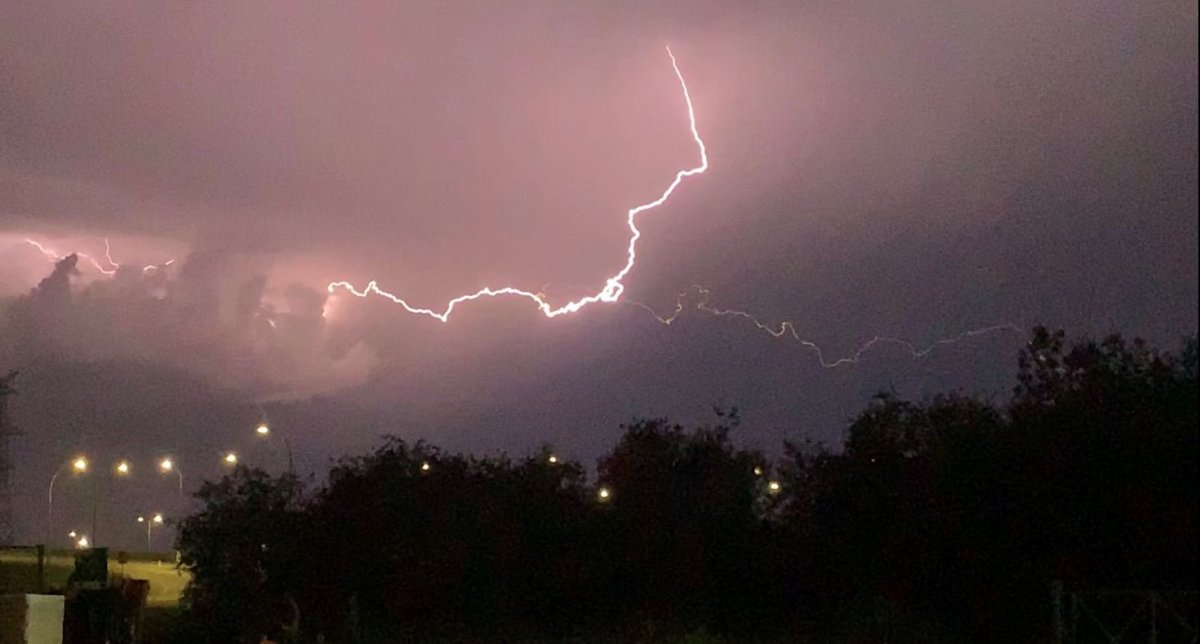 Lighting from a severe overnight thunderstorm in Edmonton, Alta. on July 24, 2019.