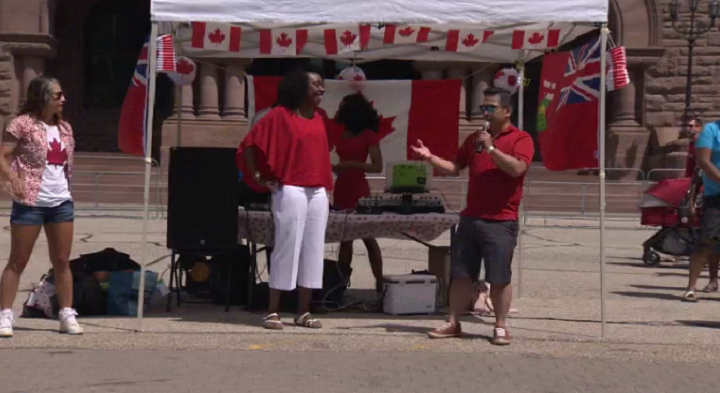 Mitzie Hunter at the Canada Day celebrations at Queen's Park.
