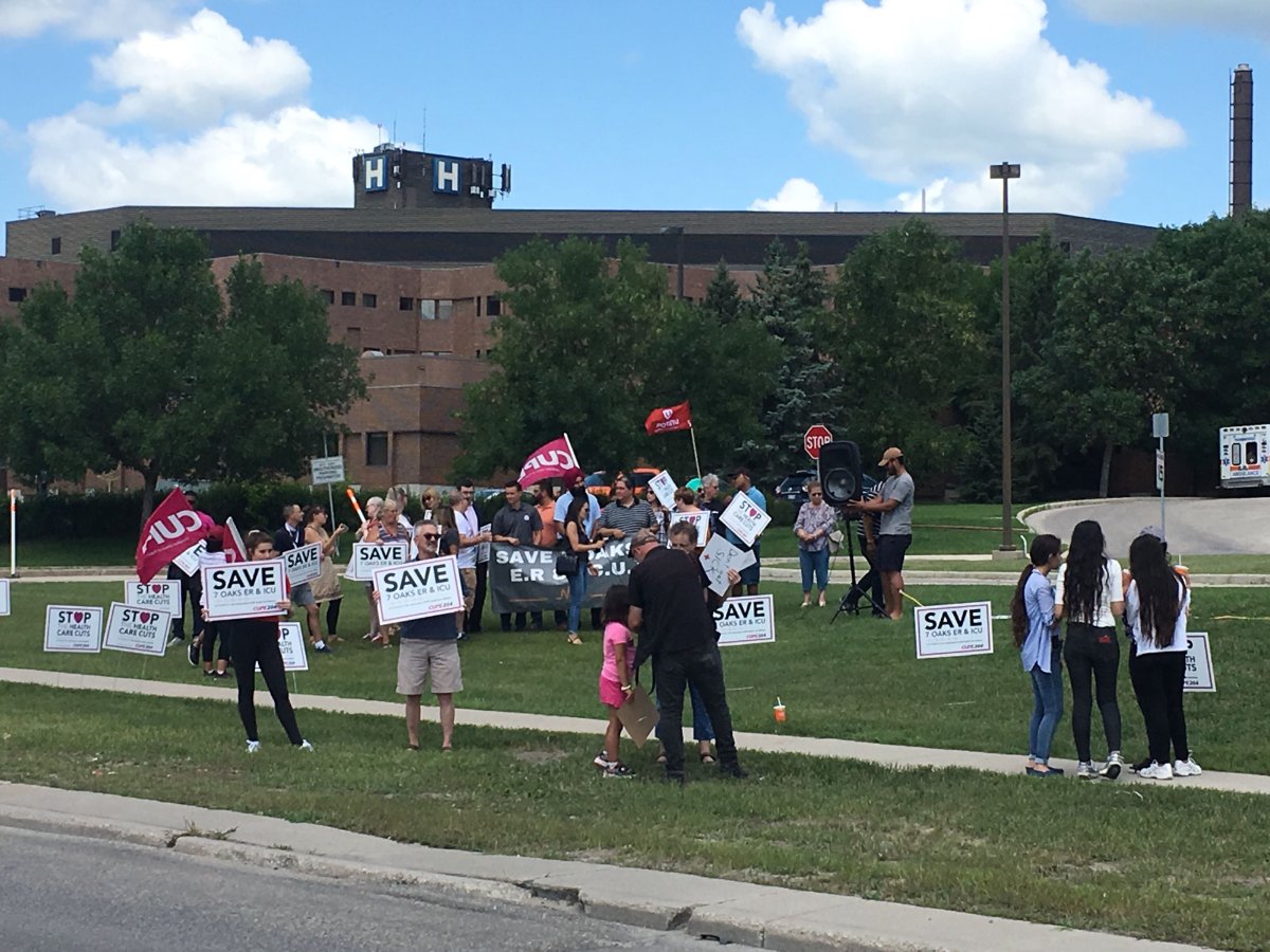 Protesters outside of Seven Oaks hospital.