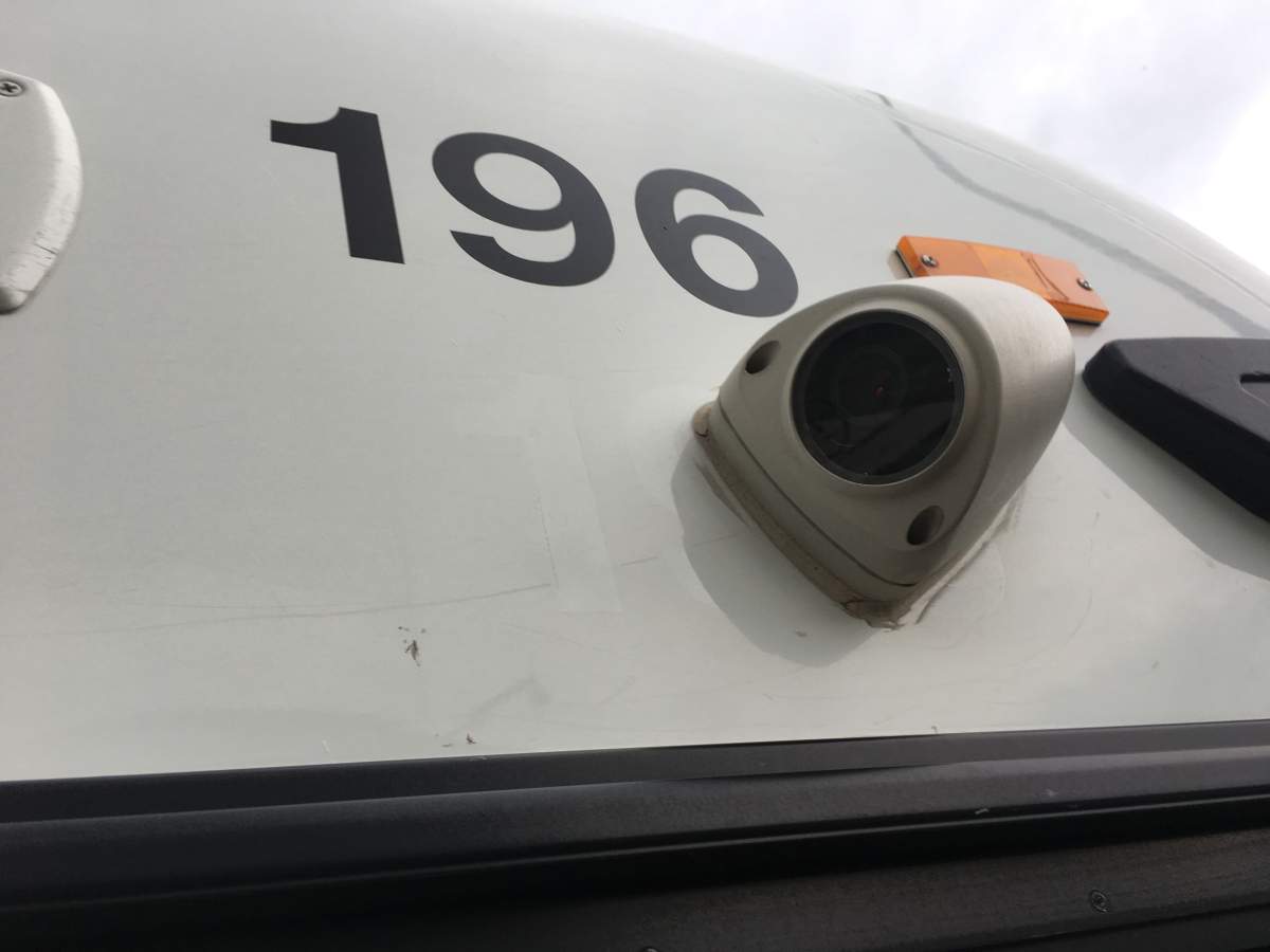 A safety camera on a Winnipeg Transit bus.