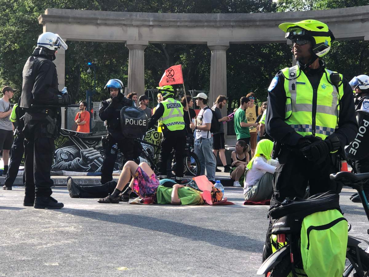 The protesters were arrested for obstructing the work of police officers, said Montreal police spokesperson Constable Caroline  Chèvrefils.