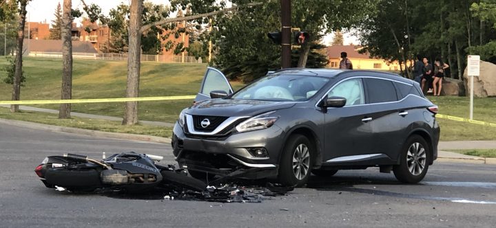 A male was taken to Foothills Medical Centre in life-threatening condition after a motorcycle crash in Calgary on Tuesday, July 30, 2019.