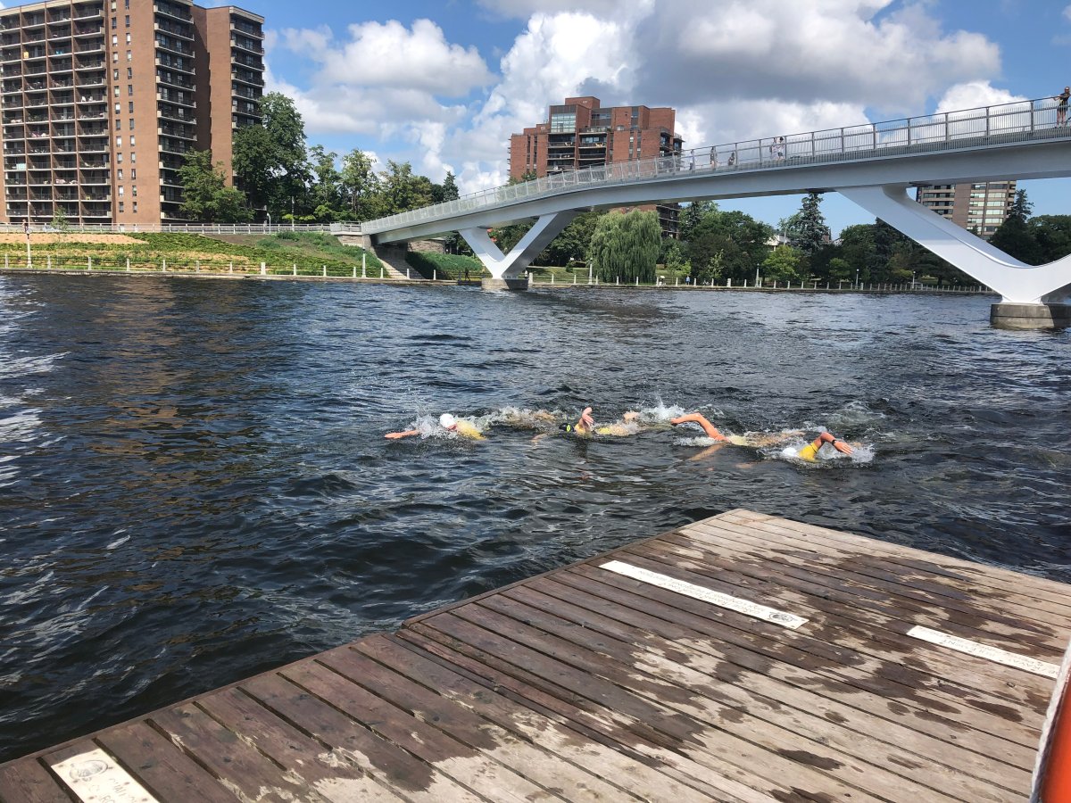 Four pro athletes competing in Super League Triathlon's third and final qualifying event in Ottawa this weekend tested out the Rideau Canal waters on Wednesday.