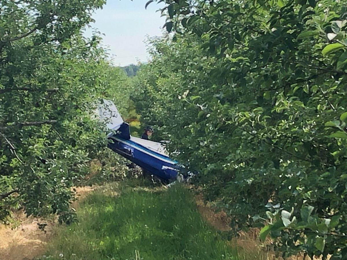 Plane crash in Rougemont orchard. Monday July 1st, 2019. 