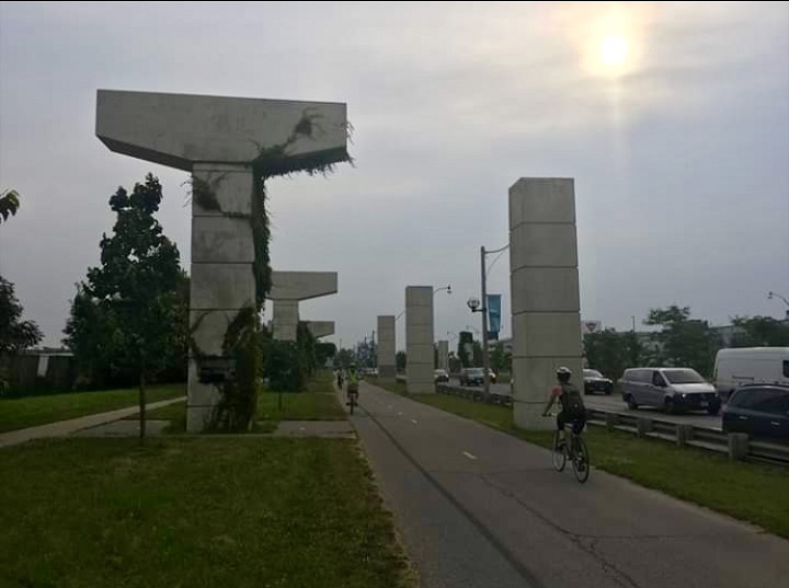 The pillars that line Lake Shore Boulevard East