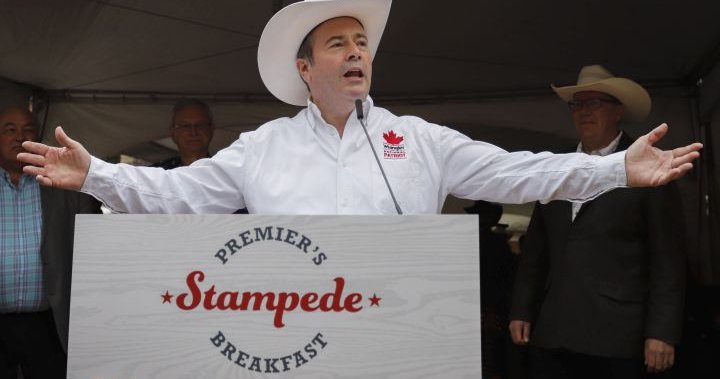 Protesters target Kenney at Calgary Stampede over gay-straight alliances |  Globalnews.ca