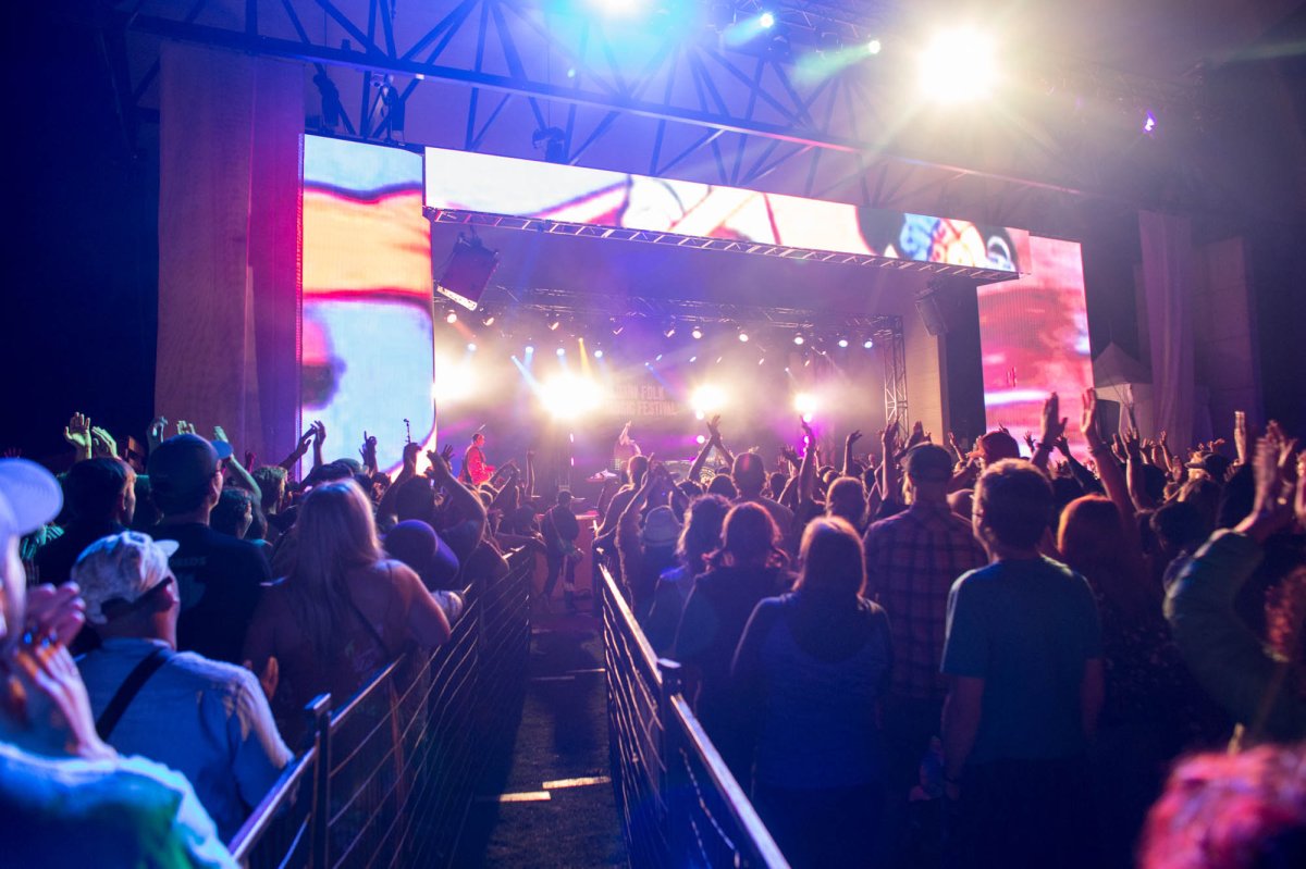 A performance on the main stage at the 2018 Calgary Folk Music Festival. 