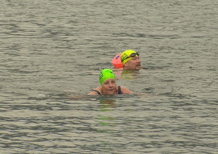 The two-kilometre event, which features participants swimming from West Kelowna to Kelowna, bills itself as the nation’s largest and longest open swim event.
