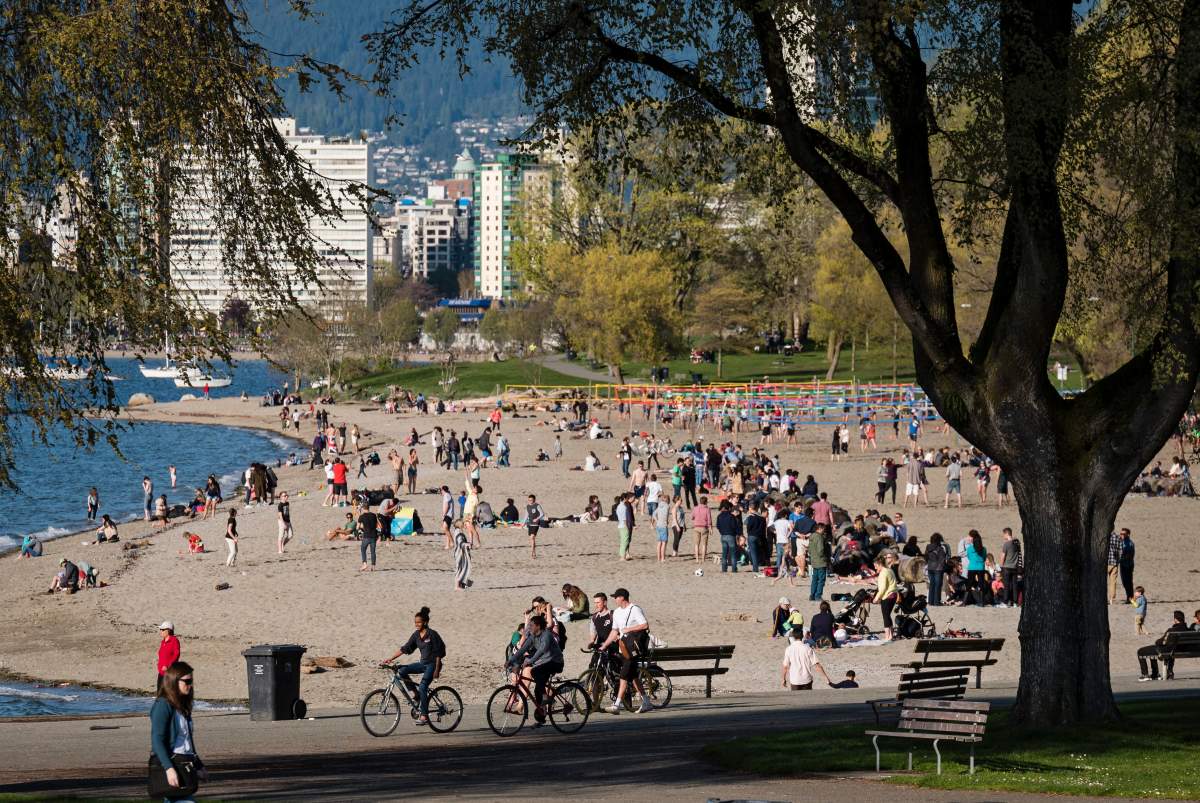 Kitsilano Beach on a sunny spring day, Vancouver, B.C., April 7, 2016. 