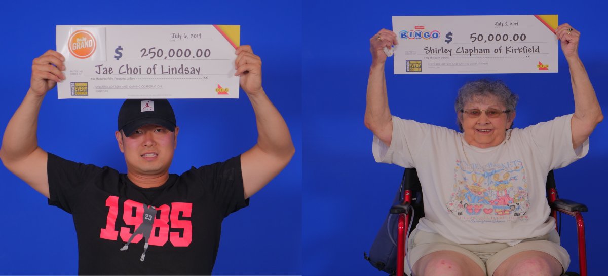 Lindsay resident Jae Choi and Kirkfield retiree Shirley Clapham both won big in recent lottery wins.