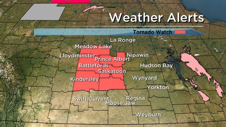 Environment Canada issued a tornado watch for Saskatoon and parts of central and western Saskatchewan on Thursday, July 18, 2019.