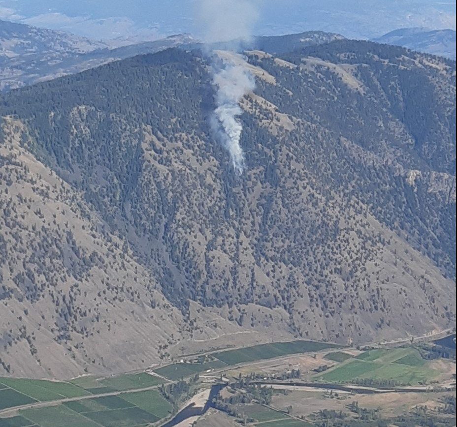 The Mt. Kobau fire near Cawston is burning on steep terrain. 