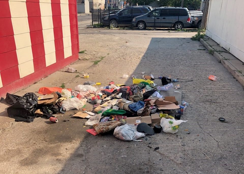 A local restaurant manager found several used needles in this garbage pile.