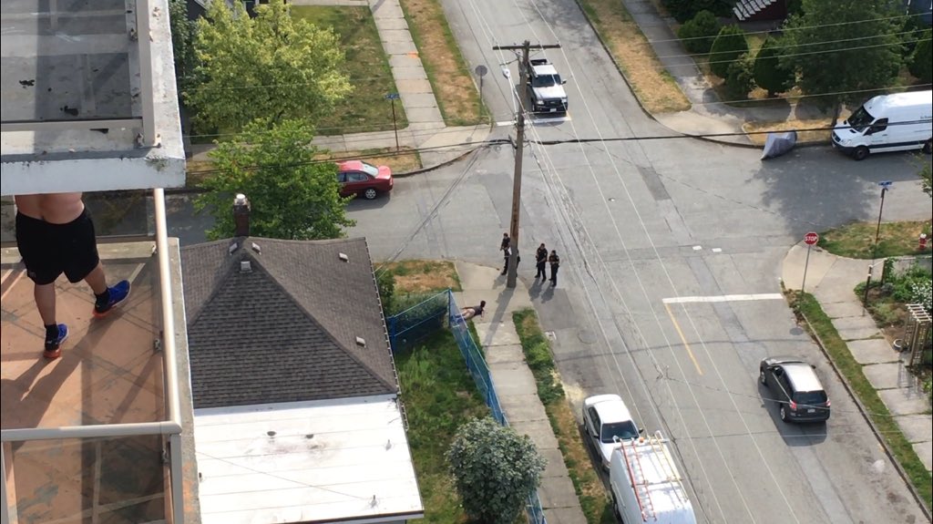 New Westminster police on the scene of a reported shooting on Monday, July 22.