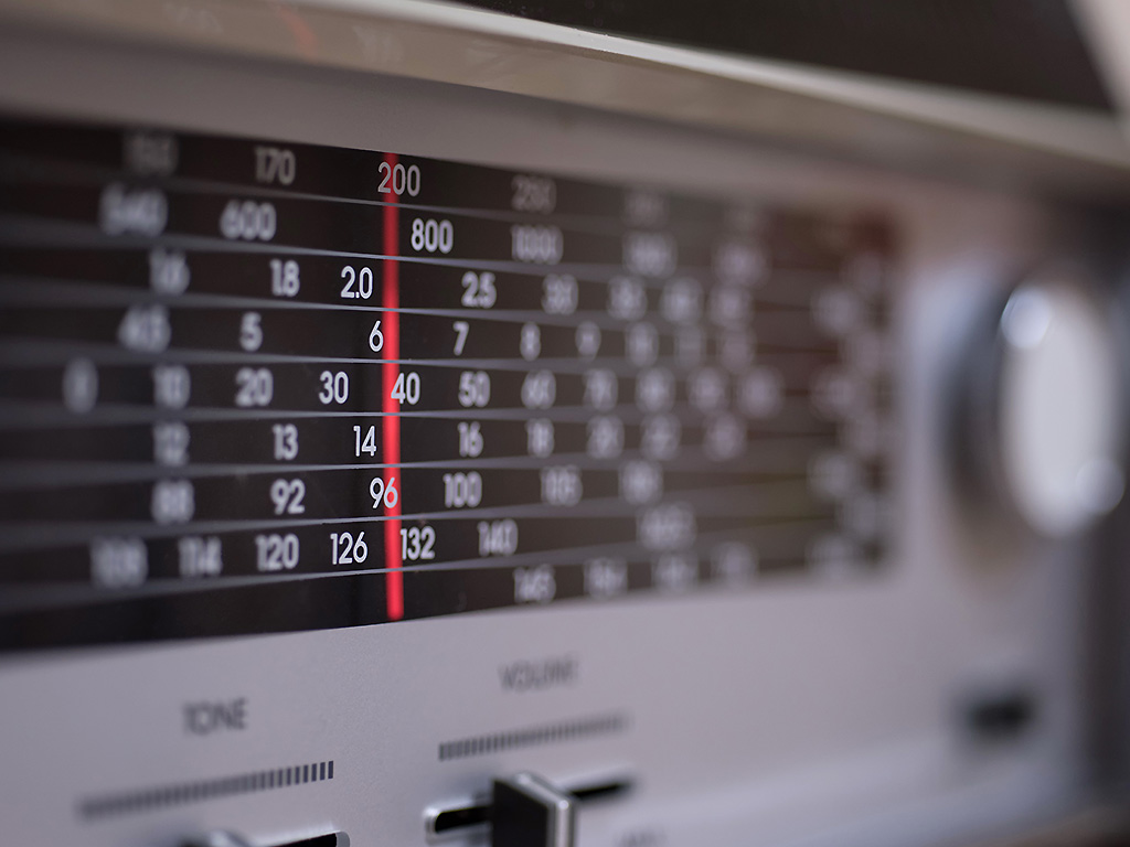 A close-up of a radio.