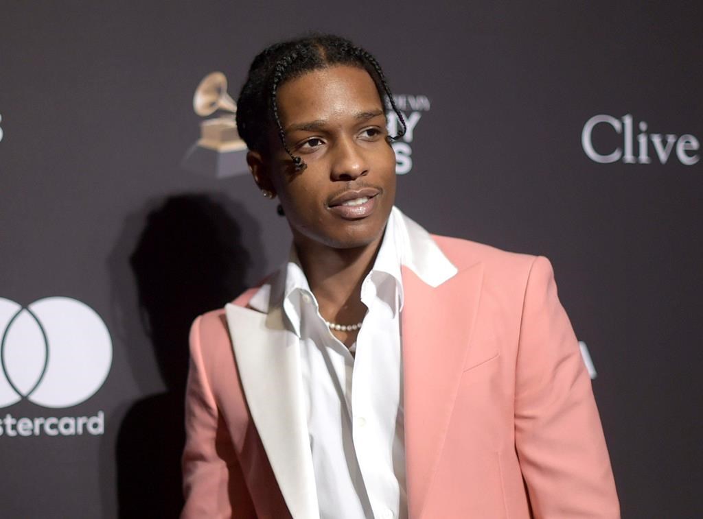 FILE – This Feb. 9, 2019 file photo shows A$AP Rocky at Pre-Grammy Gala And Salute To Industry Icons in Beverly Hills, Calif. Prosecutors in Sweden are dropping the investigation of a man they say was involved in a fight with American rapper A$AP Rocky. The platinum-selling, Grammy-nominated artist whose real name is Rakim Mayers, has been behind bars since early this month as police investigate the fight in Stockholm.(Photo by Richard Shotwell/Invision/AP, File)