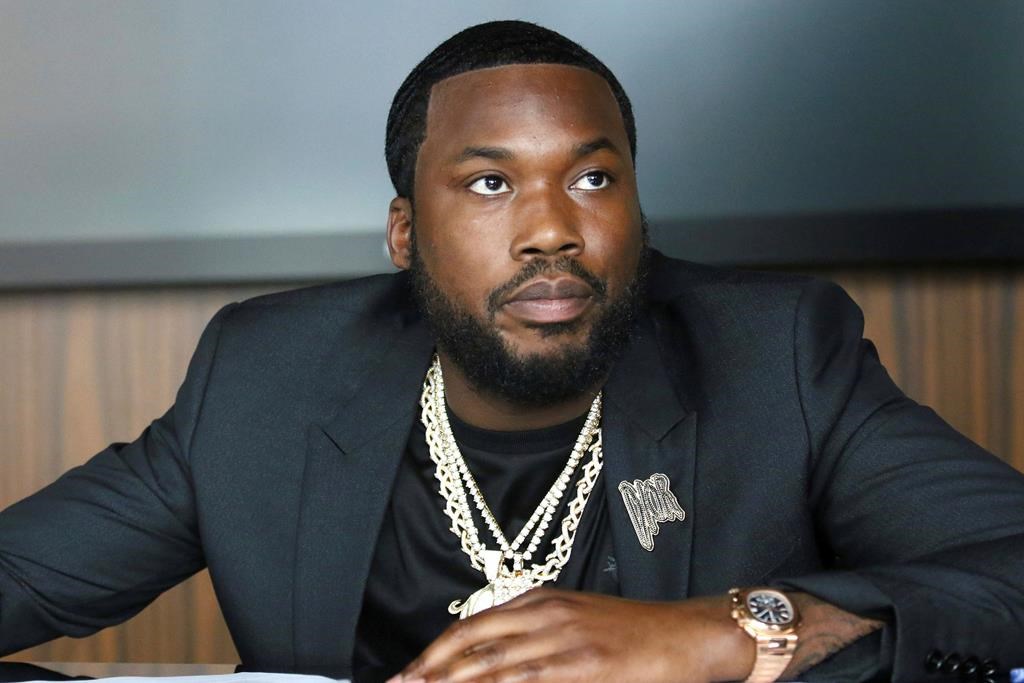 Meek Mill makes an announcement of the launch of Dream Chasers record label in joint venture with Roc Nation, at the Roc Nation headquarters on Tuesday, July 23, 2019, in New York.