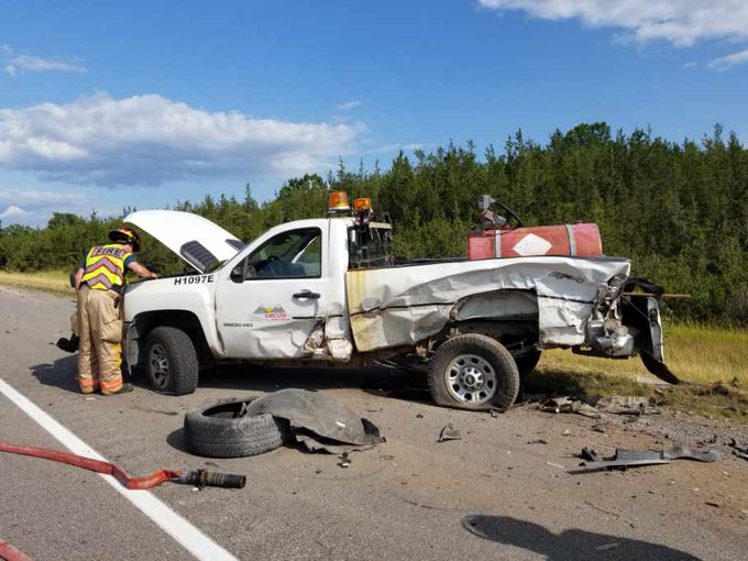 OPP say charges are pending after a pickup truck and a transport truck collided on Highway 401 near Shannonville Road on Wednesday afternoon.