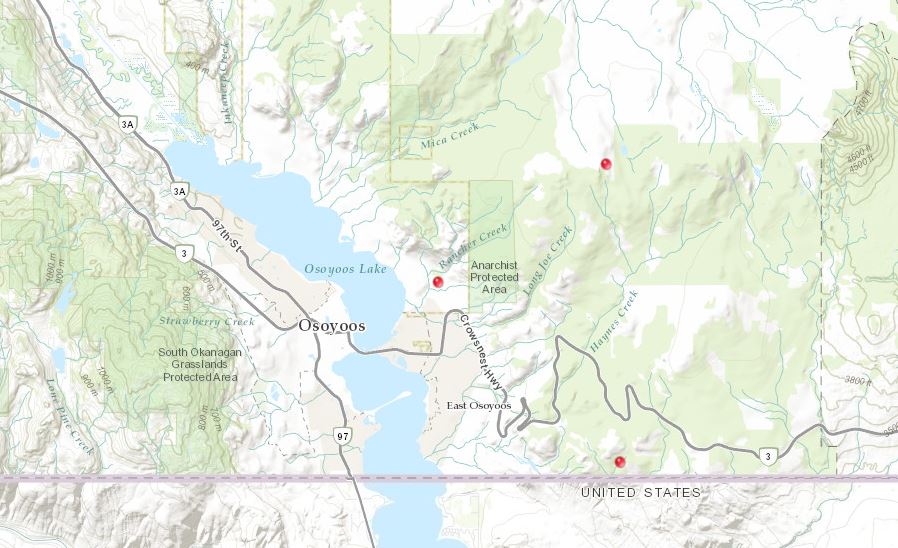 Osoyoos spot fires caused by lightning. 