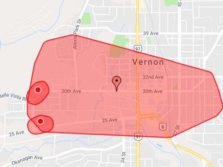 The outage started at about 4:15 p.m. on Monday.