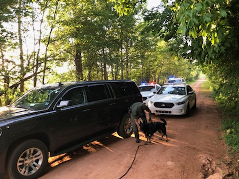 A picture provided by the P.E.I. RCMP shows a heavy police presence in the area of Head of Hillsborough on Tuesday evening.