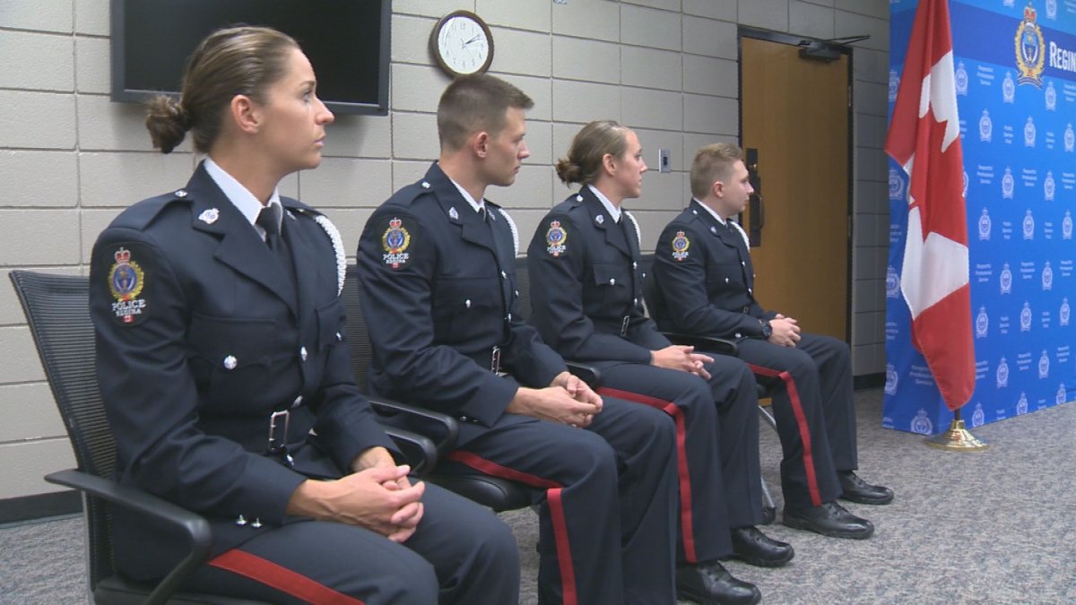 The Regina Police Service swore in four recruits at the RPS headquarters on Thursday.  