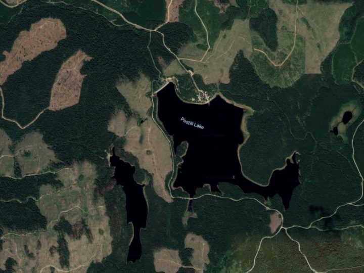 Postill Lake — the area in which three people went missing and were found hours later.