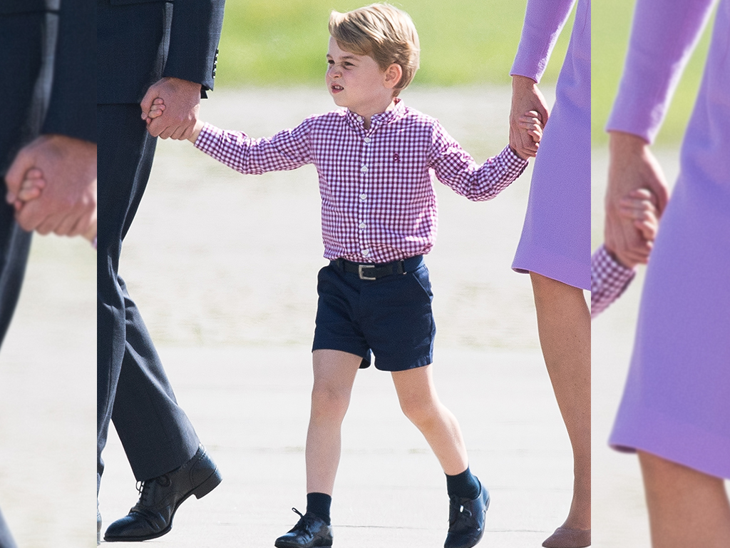 Prince George departs from Hamburg airport on the last day of their official visit to Poland and Germany on July 21, 2017.
