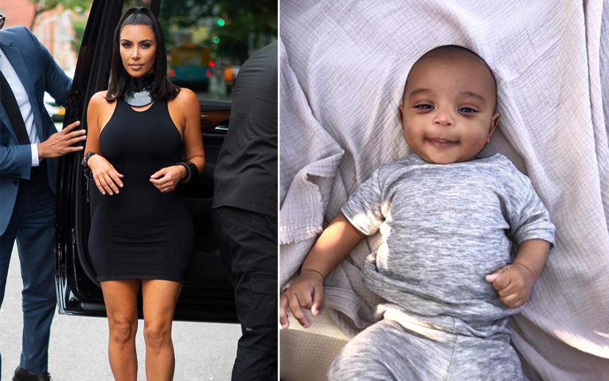 (L-R): Kim Kardashian and Psalm West.