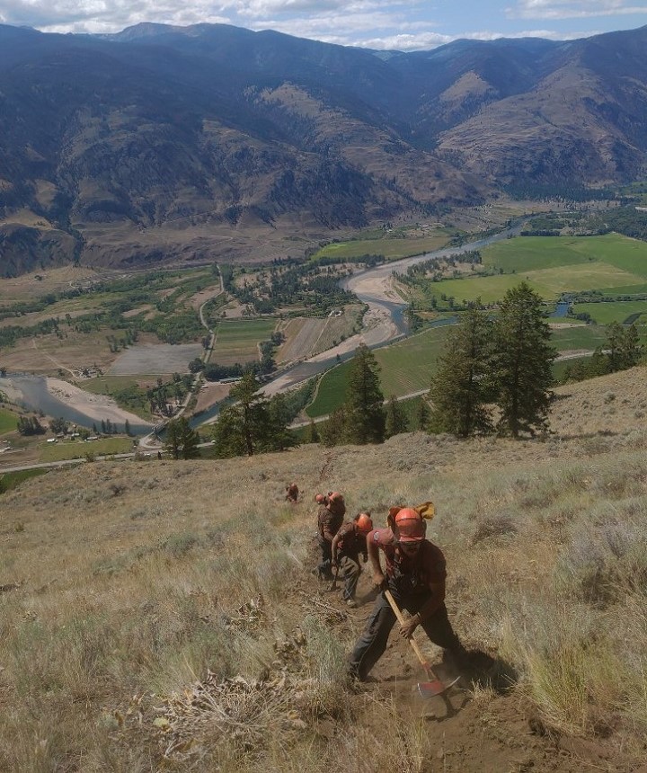 A photo showing the steep terrain firefighters are facing in battling the Richter Mountain wildfire.