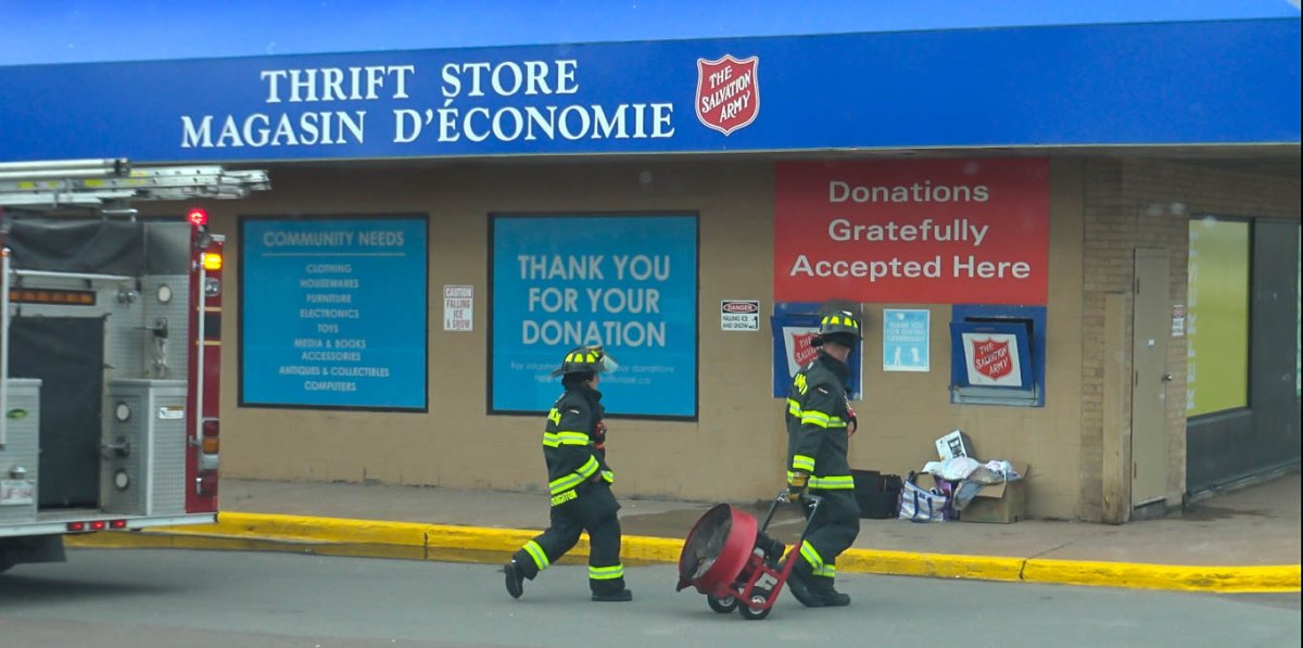 Moncton Fire Department arrive at the Salvation Army Thrift Store.
