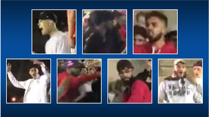 Toronto police are still searching for seven suspects in connection with the damage to the police cruiser.