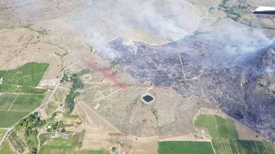 Aerial shot of Swanson Mill Fire near Oroville, Washington.