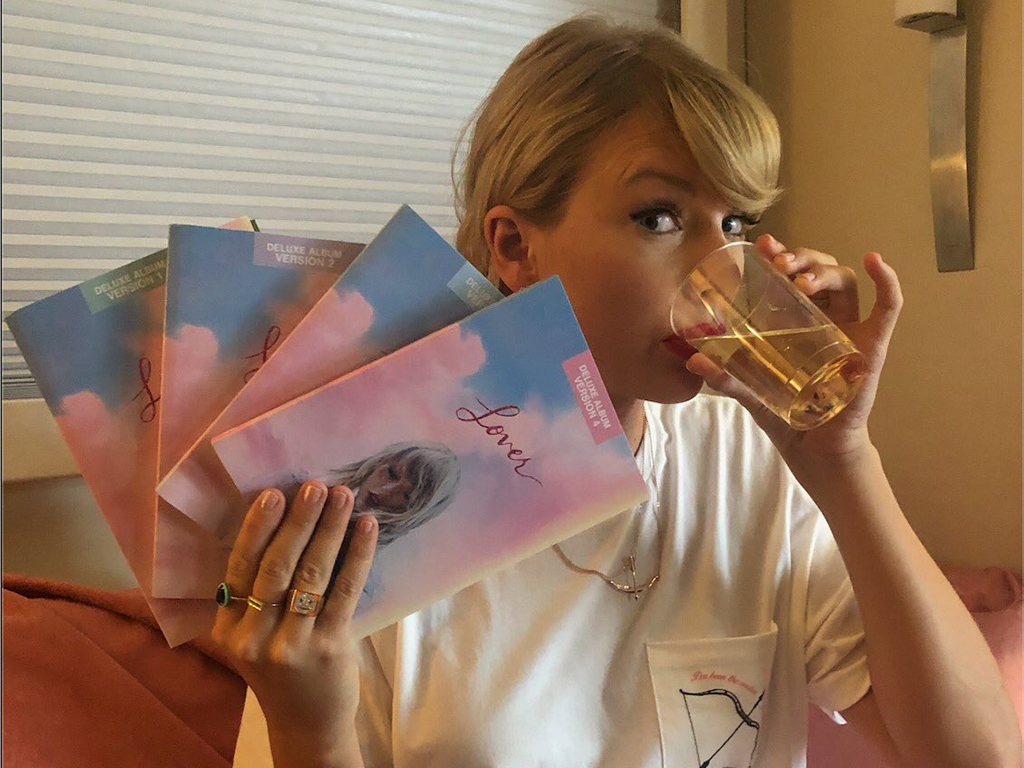 Taylor Swift showing off the deluxe version of her upcoming seventh studio album, ‘Lover,’ on July 23, 2019.